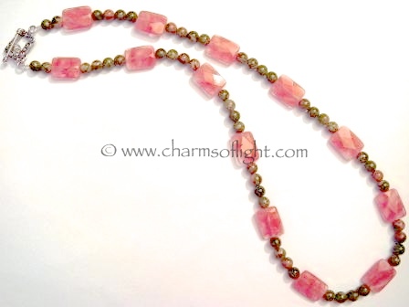 Strawberry Quartz & Unakite Necklace
